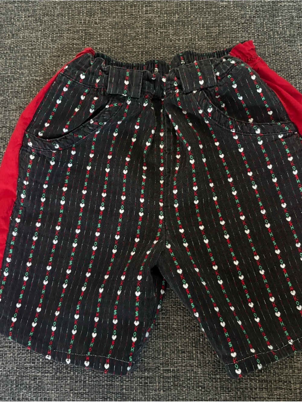 OshKosh B'gosh Black Corduroy Striped Shorts with Red Accents